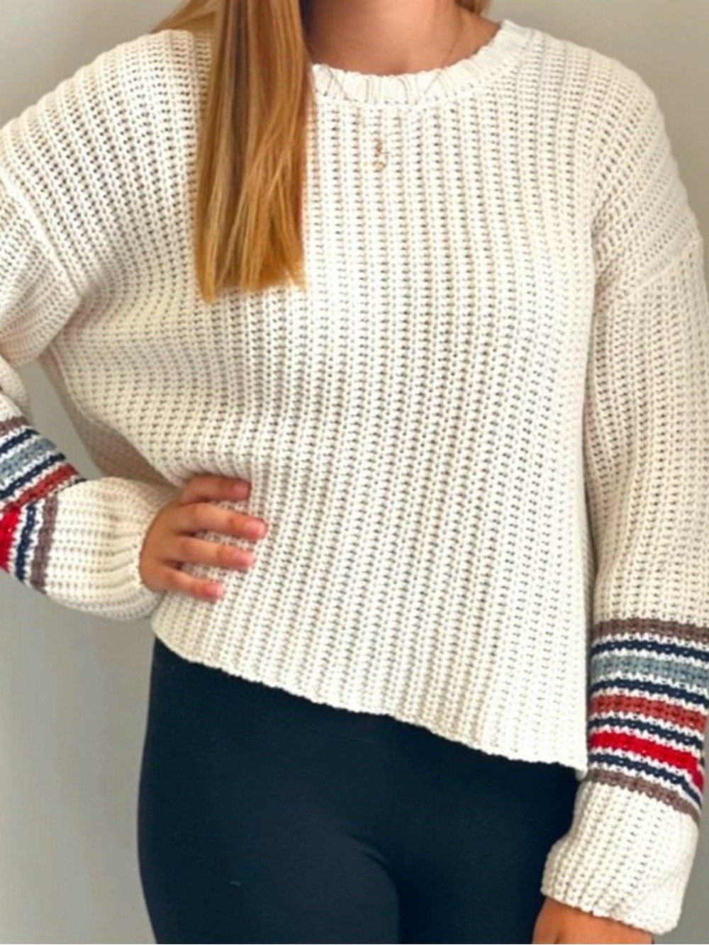 Z Supply Solange Chunky Stripe Sleeve Sweater